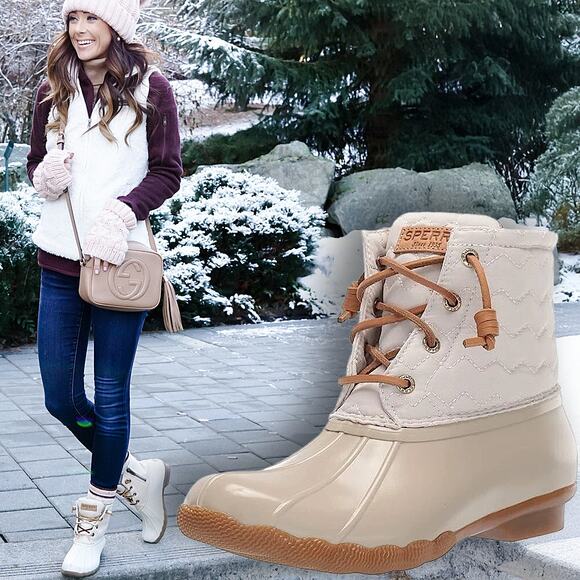 Sperry Saltwater Quilt Duck Boots Ivory - Women’s Size 9.5 NIB - Picture 1 of 8